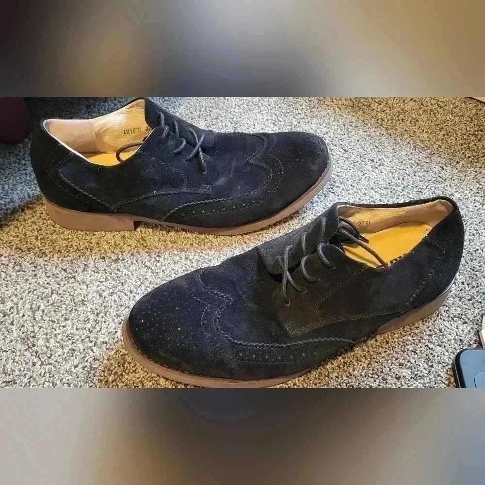 Kunsto Mens Classic Oxford Suede Dress Shoes Wingtip Lace Up mens size 10.5
